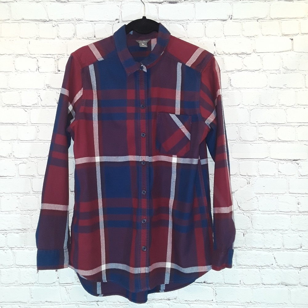Eddie Bauer red & blue long-sleeve flannel sz M